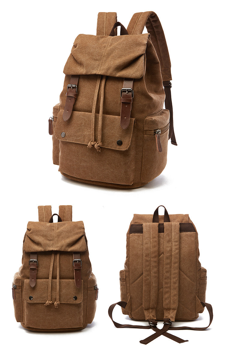 Sac à dos rétro en toile pour ordinateur de voyage et loisirs en plein air