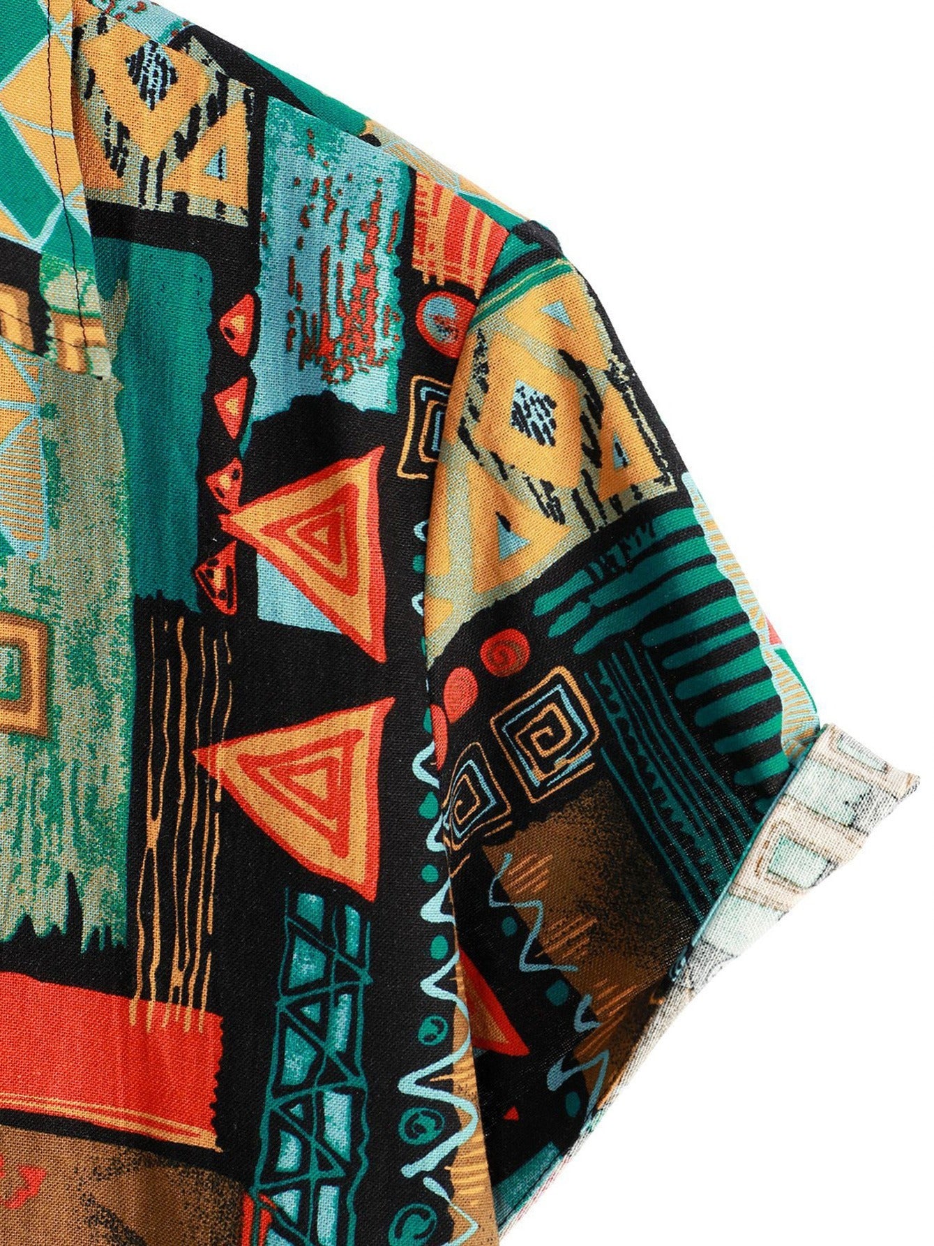 Chemise décontractée rétro pour homme, chemise à manches courtes à motif géométrique pour homme