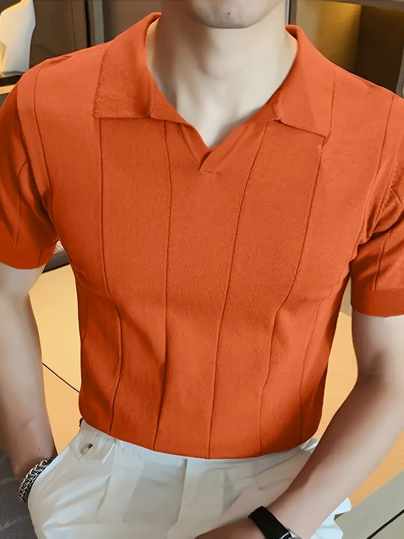 Pull-over décontracté à manches courtes en tricot pour homme, pull-over chic