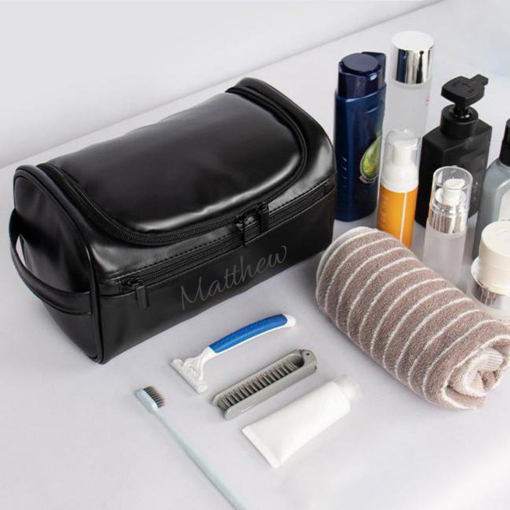 Custom Men's Faux Leather Toiletry Bag - Waterproof, Scent-Free, Ideal for Travel & Gifts (Christmas, New Year, Valentine's, Birthday)