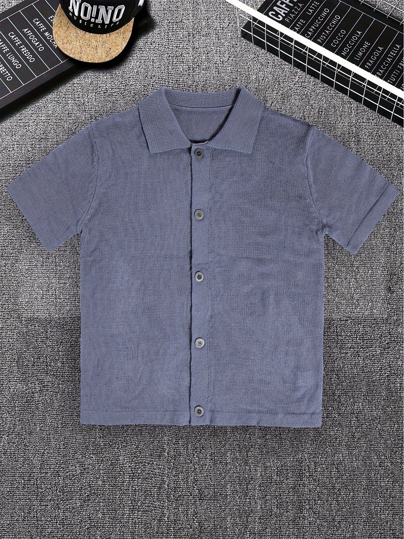 Cardigan en tricot à manches courtes et col à revers boutonné pour homme, design classique, hauts décontractés et tendance pour les loisirs quotidiens et en plein air, printemps et automne