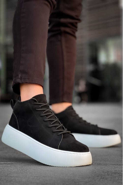 Baskets à lacets en daim importé à semelle haute pour hommes LE10