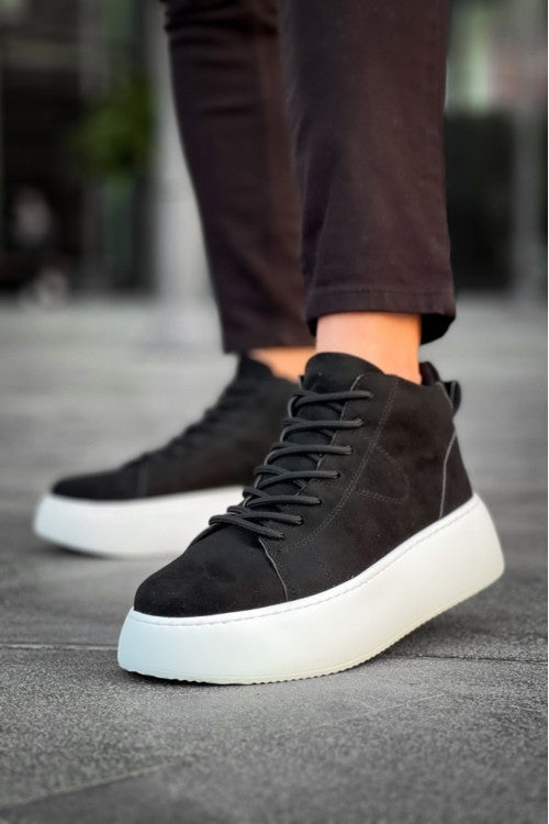 Baskets à lacets en daim importé à semelle haute pour hommes LE10