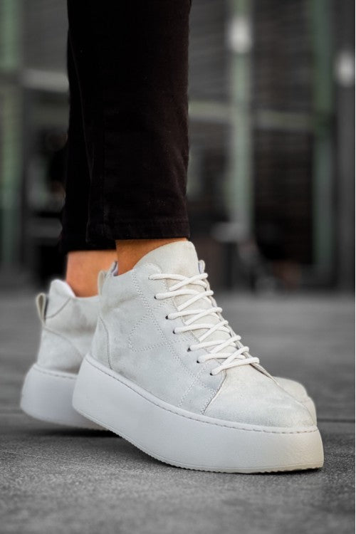 Baskets à lacets en daim importé à semelle haute pour hommes LE10