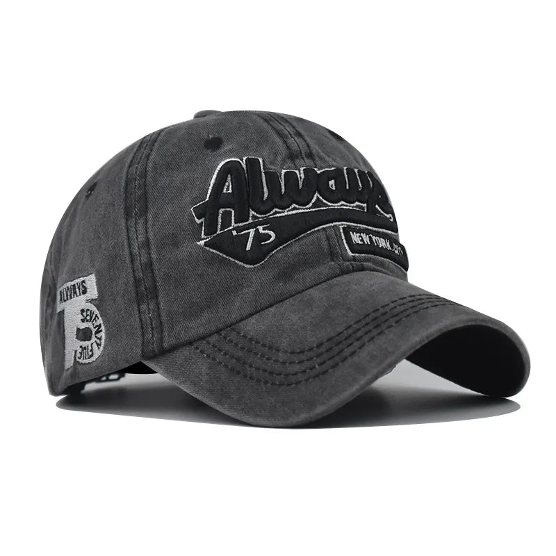 Casquette de baseball vintage en denim délavé vieilli pour hommes et femmes, casquette polyvalente avec broderie de lettres à visière incurvée et languette de canard