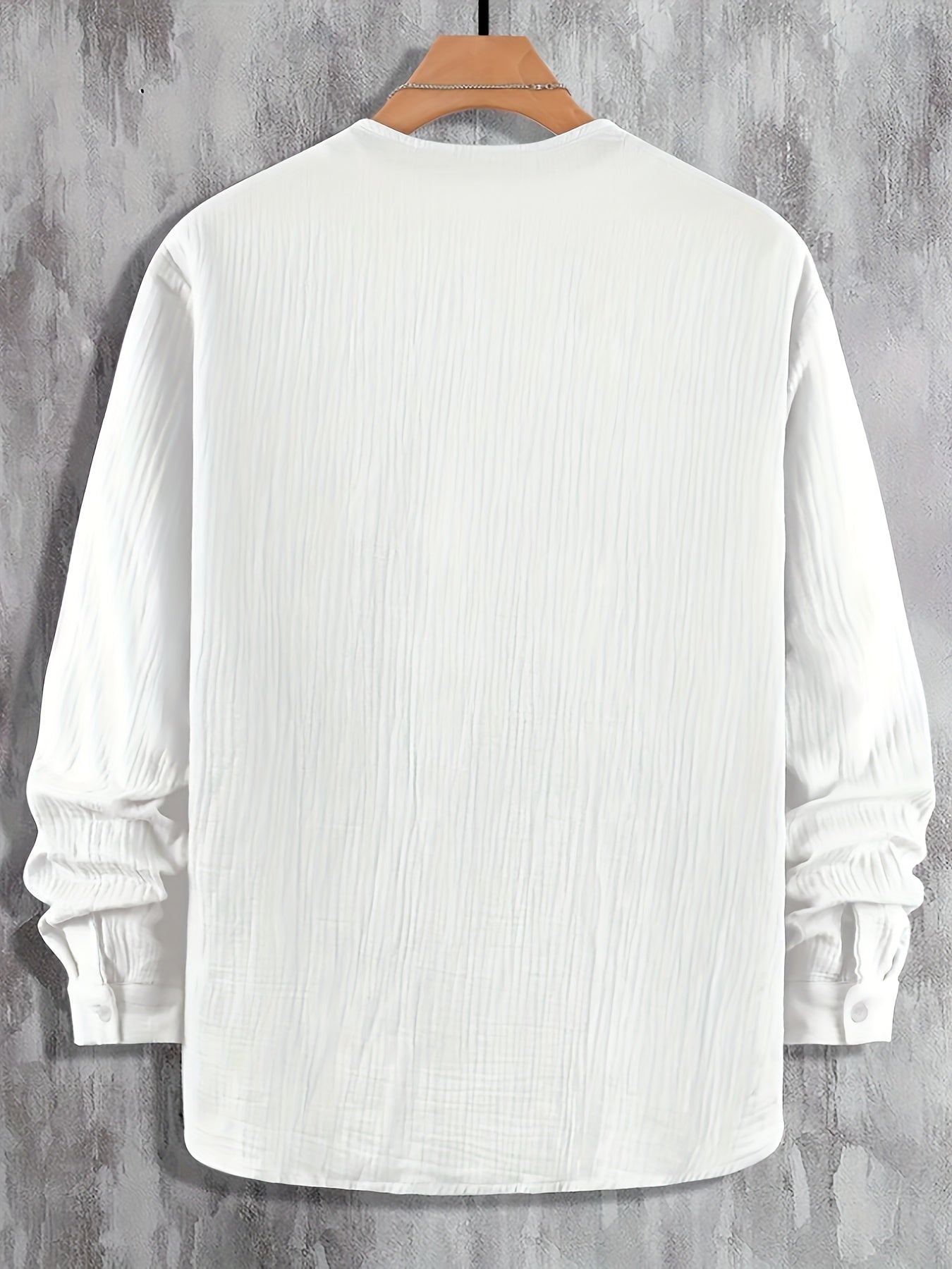 Chemise décontractée à manches longues et col ras du cou pour homme, style polyvalent, pour un usage quotidien