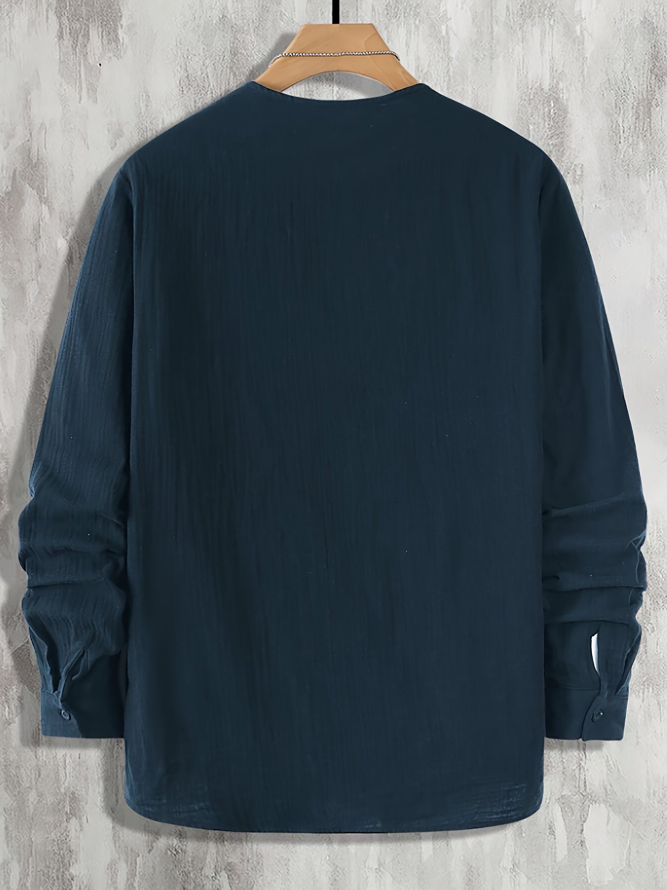 Chemise décontractée à manches longues et col ras du cou pour homme, style polyvalent, pour un usage quotidien