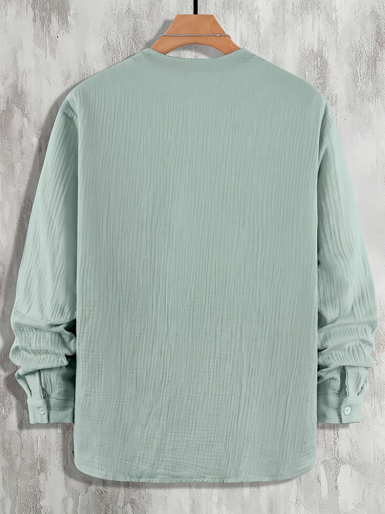 Chemise décontractée à manches longues et col ras du cou pour homme, style polyvalent, pour un usage quotidien