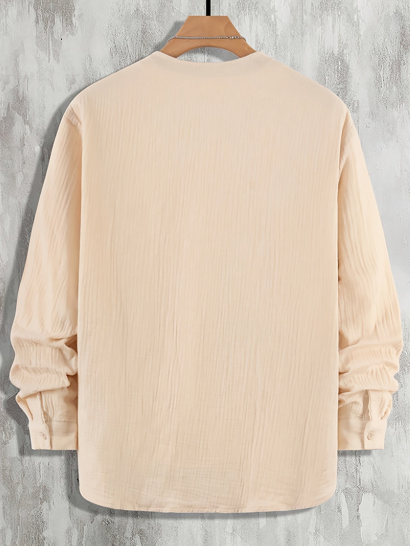 Chemise décontractée à manches longues et col ras du cou pour homme, style polyvalent, pour un usage quotidien