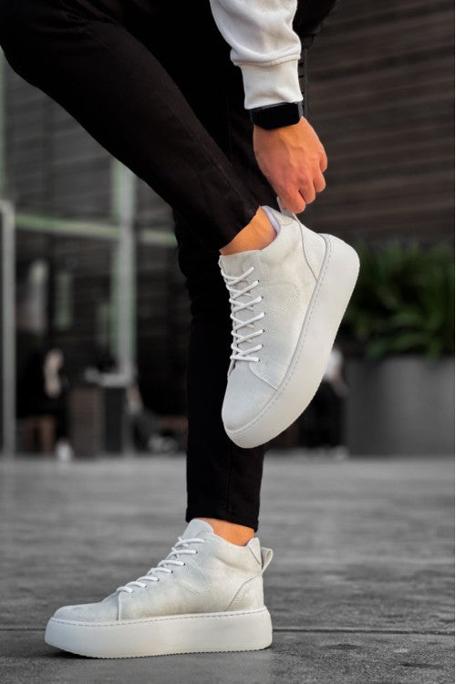 Baskets à lacets en daim importé à semelle haute pour hommes LE10