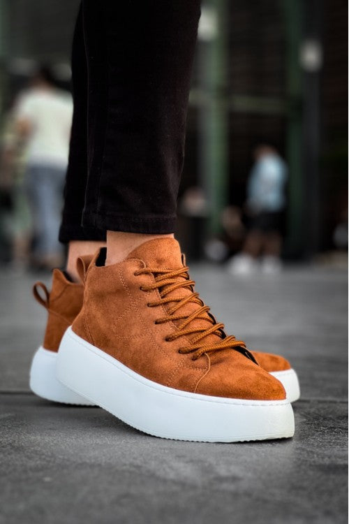 Baskets à lacets en daim importé à semelle haute pour hommes LE10