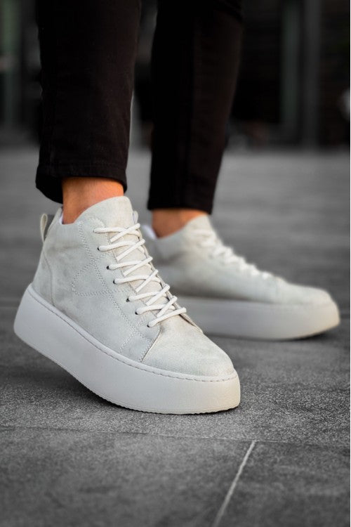 Baskets à lacets en daim importé à semelle haute pour hommes LE10