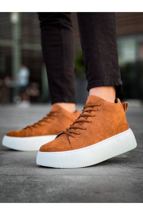 Baskets à lacets en daim importé à semelle haute pour hommes LE10