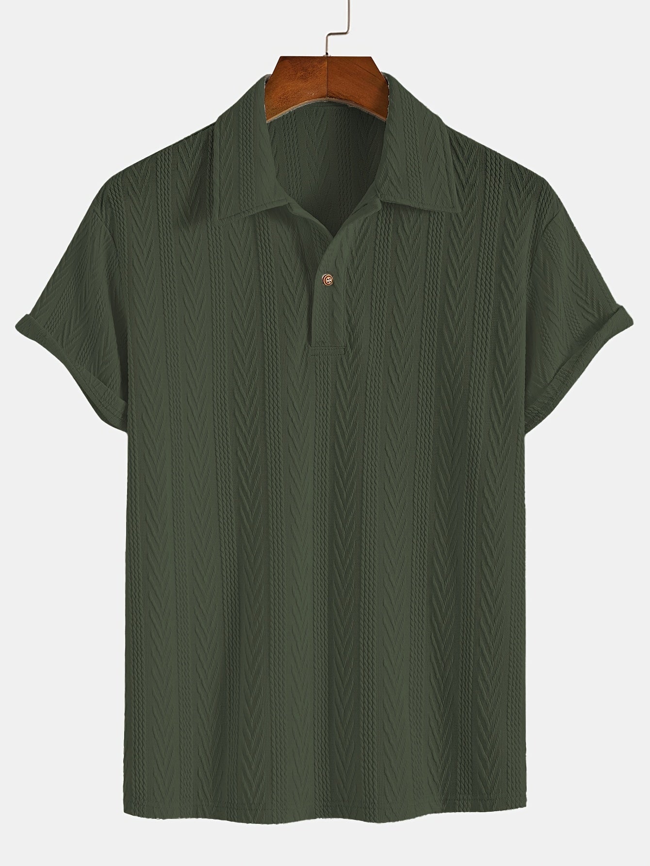 Camisa Henley de manga corta y cuello de solapa de punto con estampado gráfico geométrico sólido para hombre, tops deportivos casuales y clásicos para golf de verano y ropa de calle