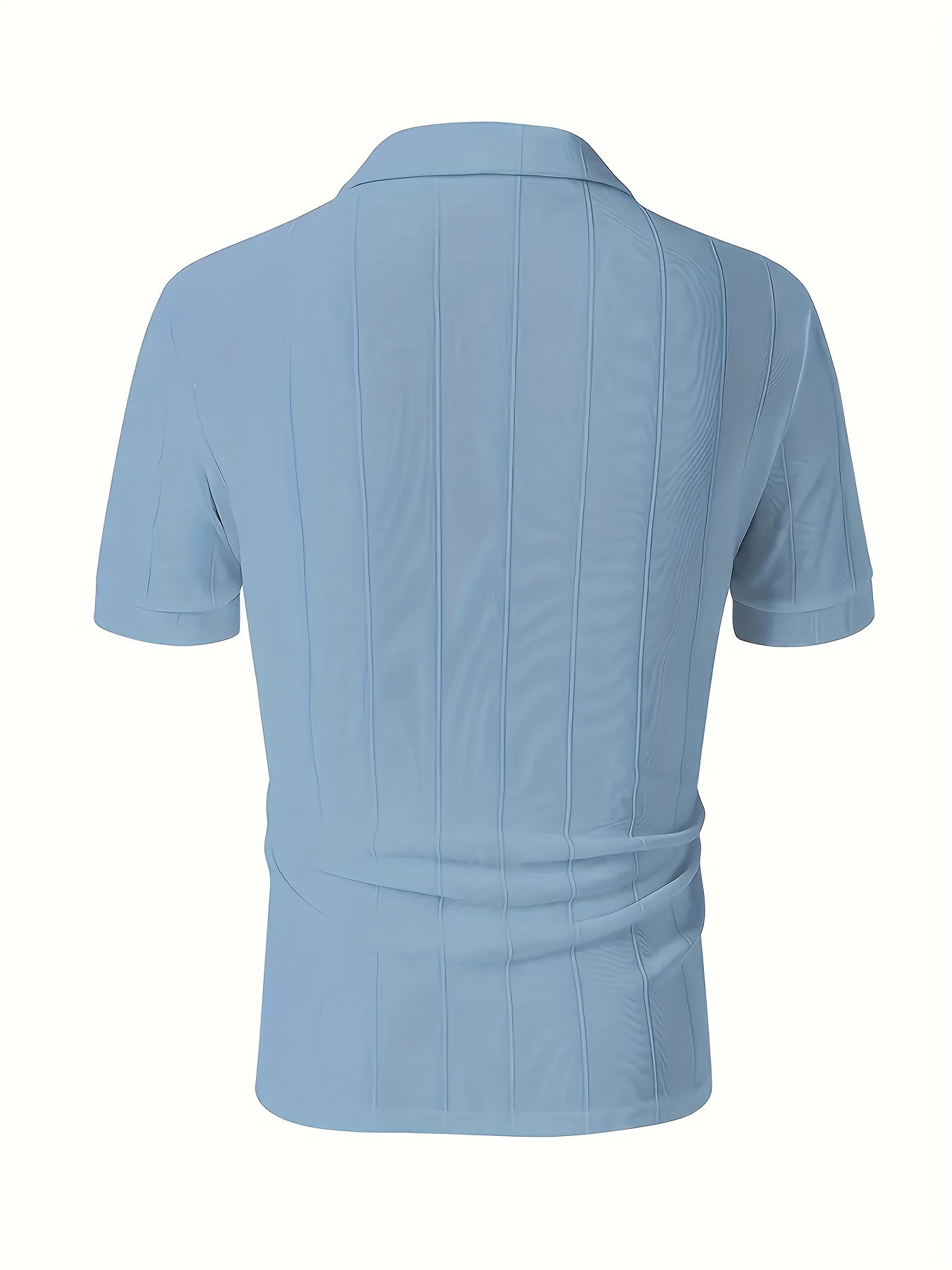 Men's Casual Knitted Short Sleeve Lapel Shirt Sweater, Chic Pullover Tops