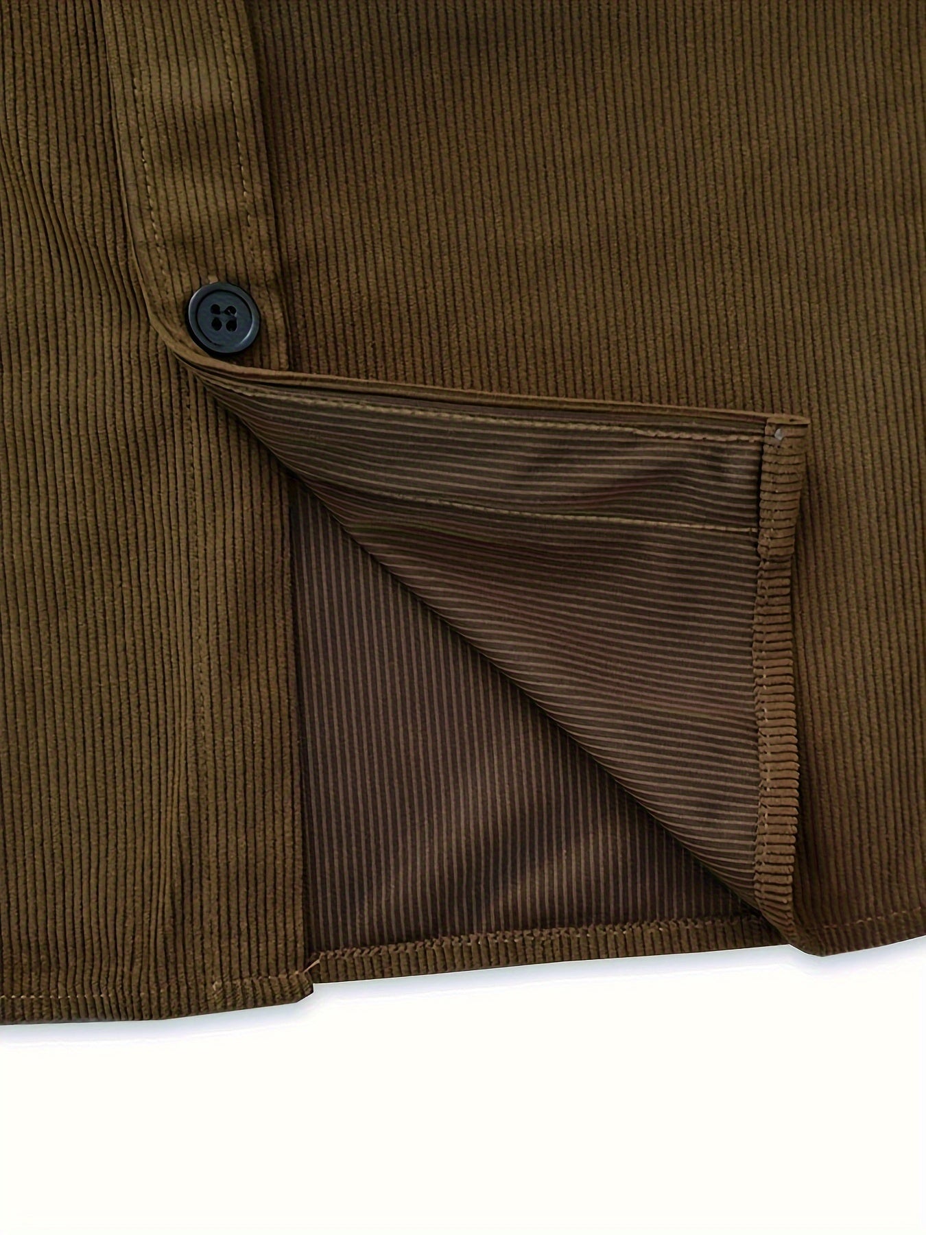 Men's Solid Corduroy Dress Shirt, Long Sleeve Lapel Collar Shirt With Flap Chest Pockets, Male's Spring And Fall Fashion