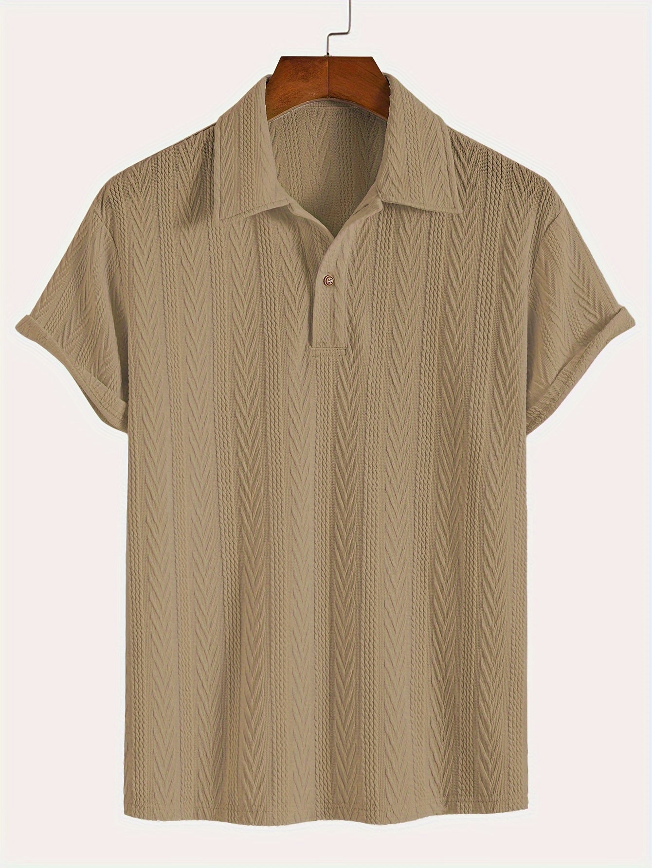 Camisa Henley de manga corta y cuello de solapa de punto con estampado gráfico geométrico sólido para hombre, tops deportivos casuales y clásicos para golf de verano y ropa de calle