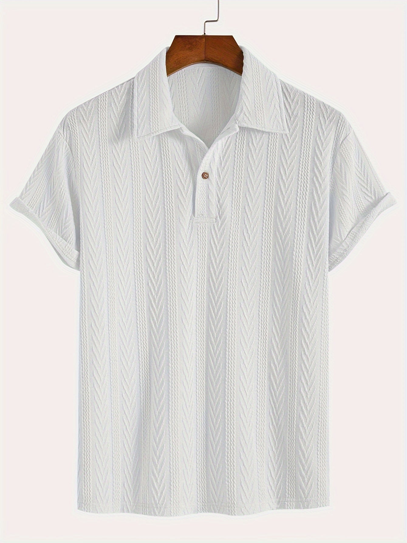 Camisa Henley de manga corta y cuello de solapa de punto con estampado gráfico geométrico sólido para hombre, tops deportivos casuales y clásicos para golf de verano y ropa de calle