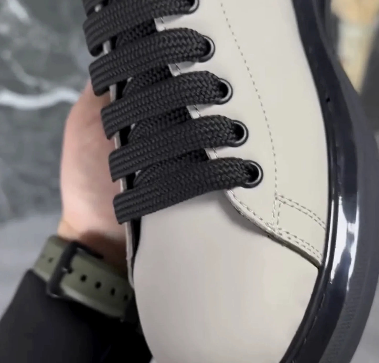 Zapatillas de deporte de cuero genuino hechas a mano para hombre Rugan Street Fashion Rugan