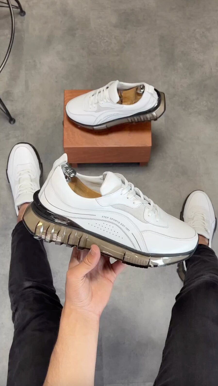 New Season Genuine Leather Men Sneaker Shoes Handmade Breathable Comfort New Design