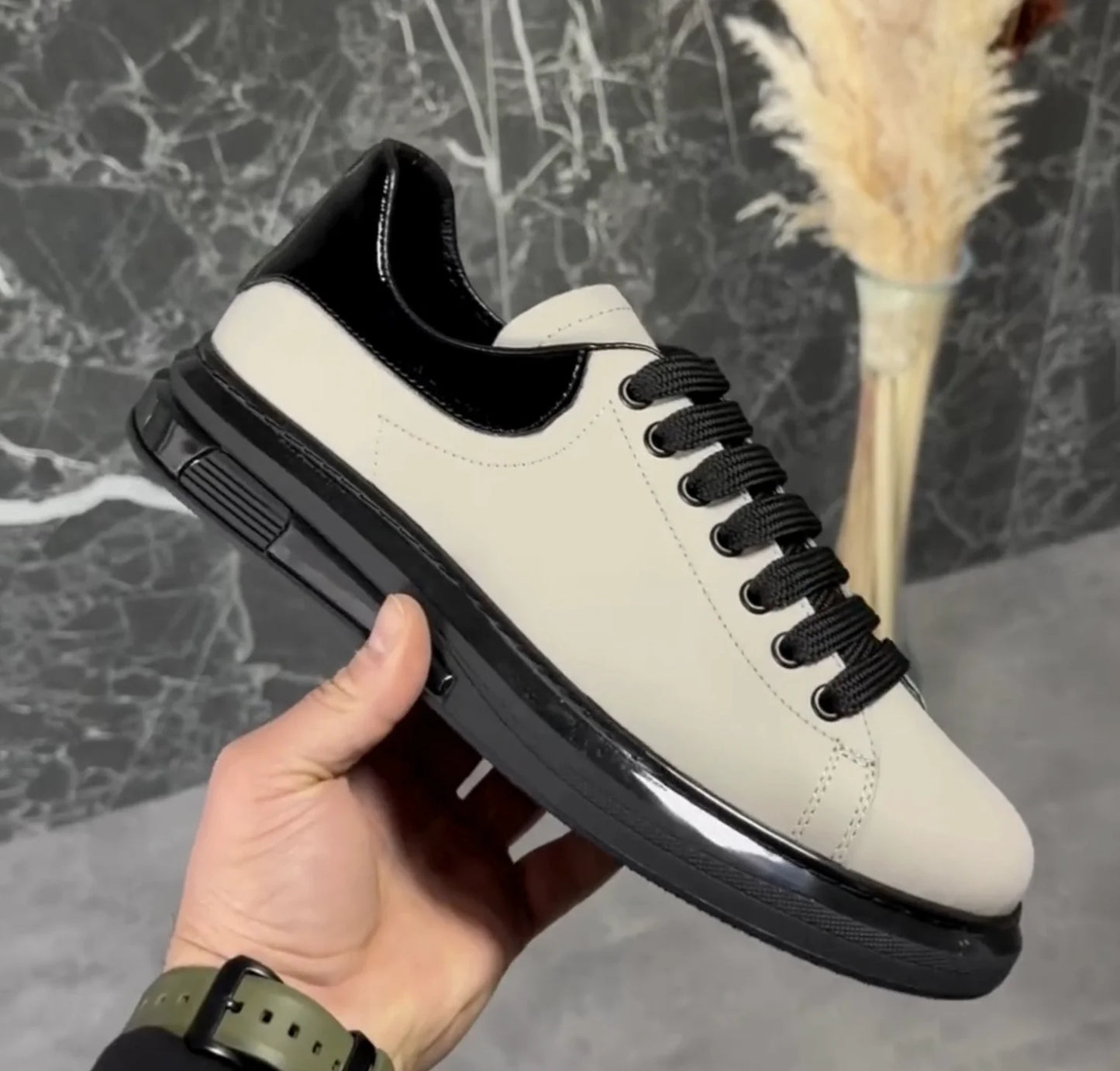 Zapatillas de deporte de cuero genuino hechas a mano para hombre Rugan Street Fashion Rugan