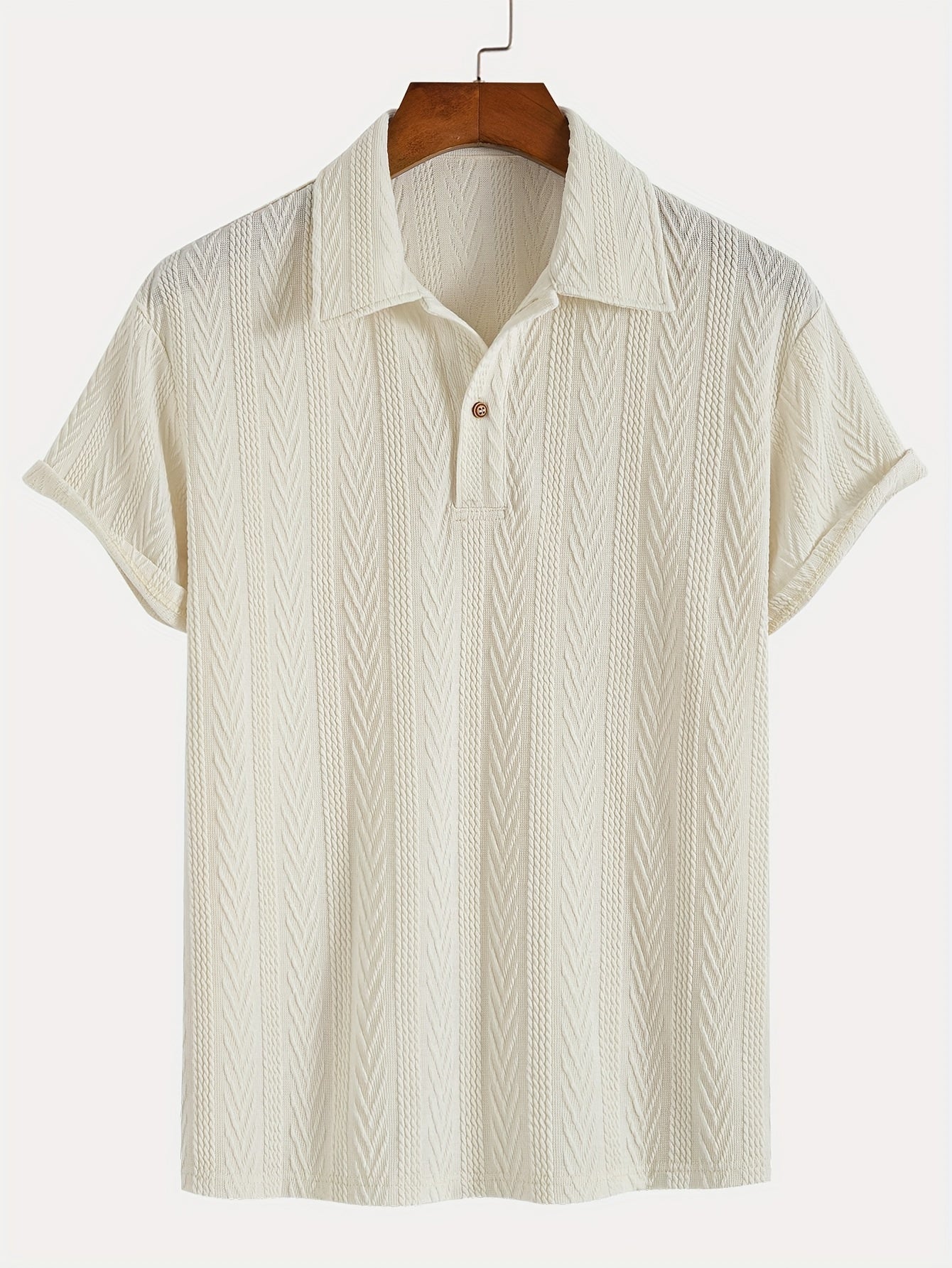 Camisa Henley de manga corta y cuello de solapa de punto con estampado gráfico geométrico sólido para hombre, tops deportivos casuales y clásicos para golf de verano y ropa de calle