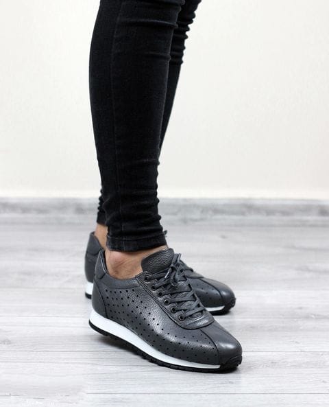 Zapatillas de deporte de piel auténtica para hombre, de color gris, para verano, modelo Legend, cómodas y modernas