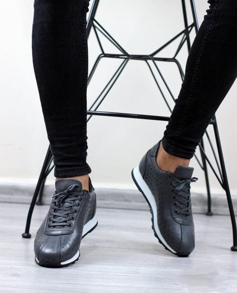 Zapatillas de deporte de piel auténtica para hombre, de color gris, para verano, modelo Legend, cómodas y modernas