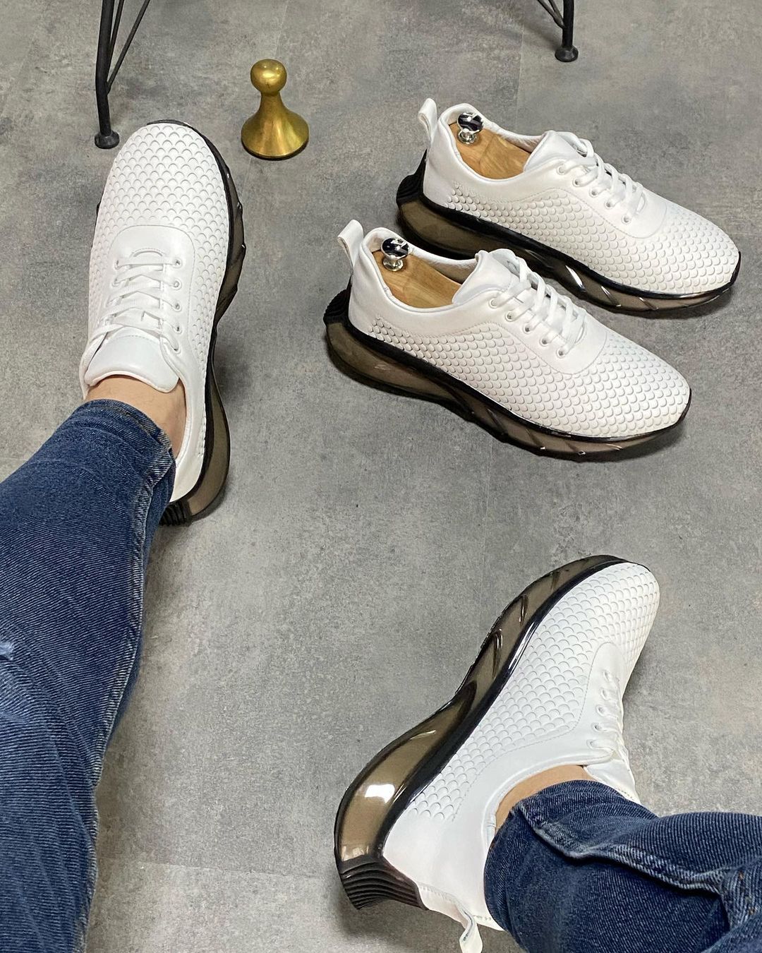 Zapatos de hombre de piel auténtica con estampado especial, zapatillas de deporte, nueva colección 2023