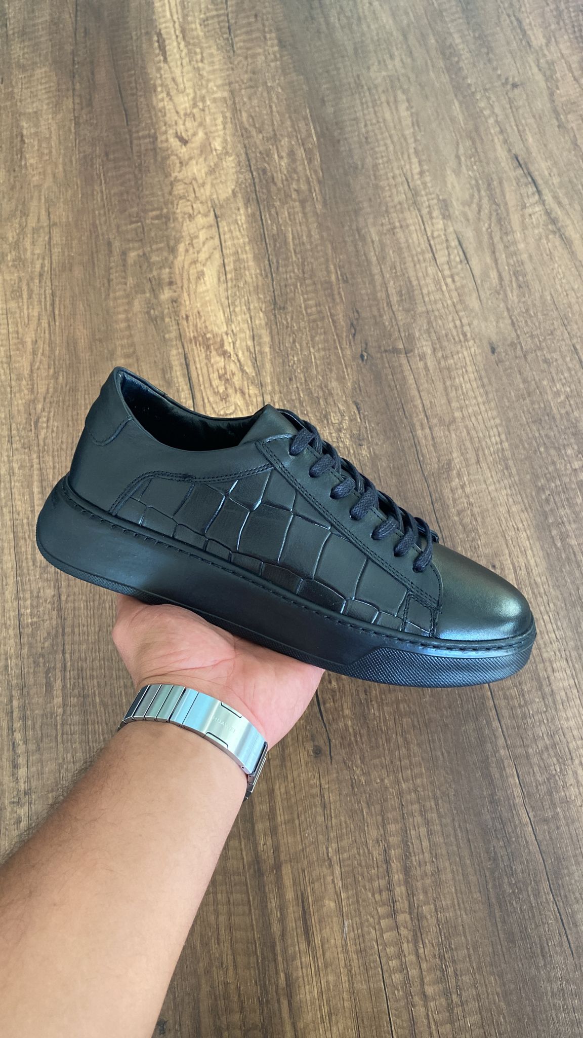Baskets en cuir véritable faites à la main pour hommes
