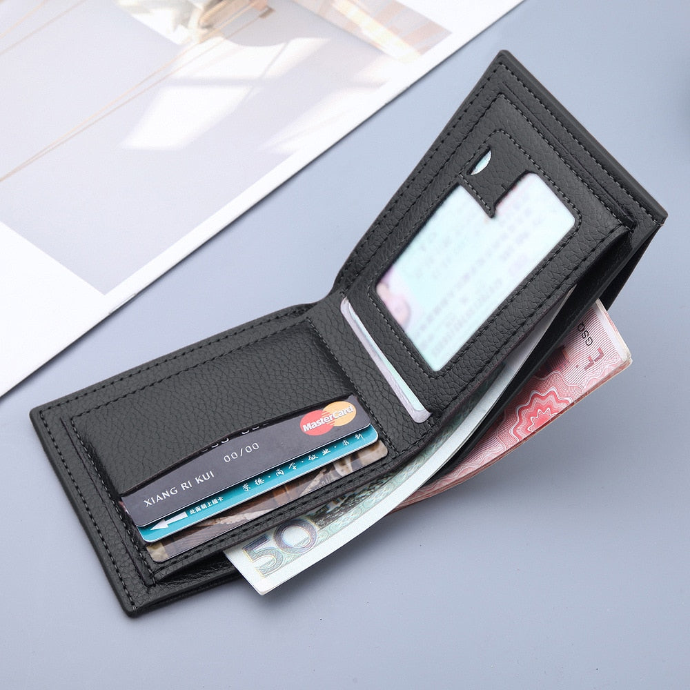 Portefeuille en cuir tendance pour hommes, porte-monnaie fin de luxe, portefeuille pliable pour hommes, porte-cartes, pochette de poche, sacs à main pour hommes, sac fourre-tout