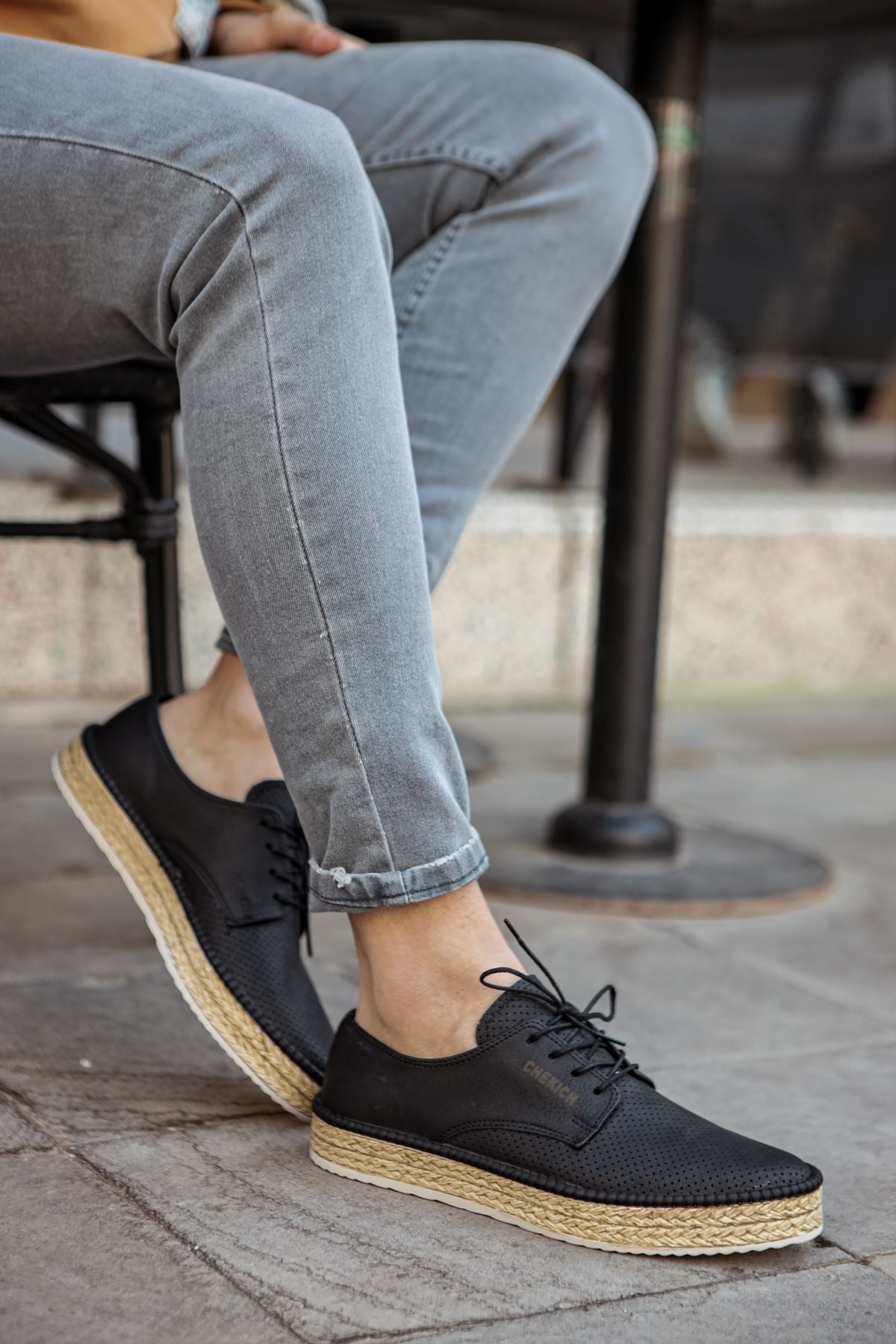 Chaussures classiques pour hommes Chekich couleur marron cuir artificiel saison d'été semelle en osier décontractée