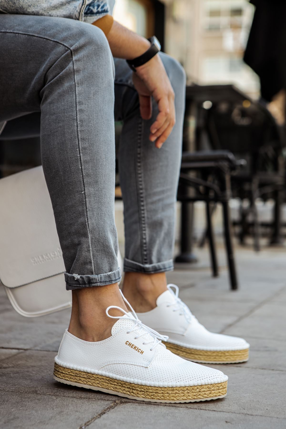 Chaussures classiques pour hommes Chekich couleur marron cuir artificiel saison d'été semelle en osier décontractée