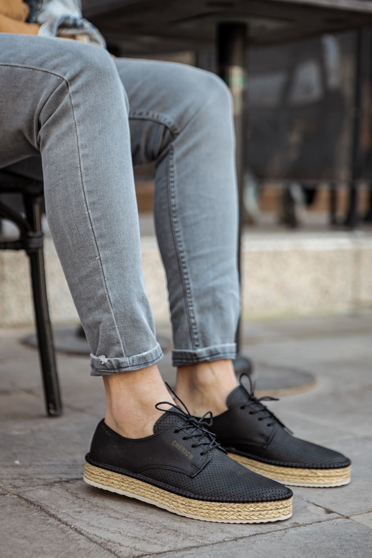 Chaussures classiques pour hommes Chekich couleur marron cuir artificiel saison d'été semelle en osier décontractée